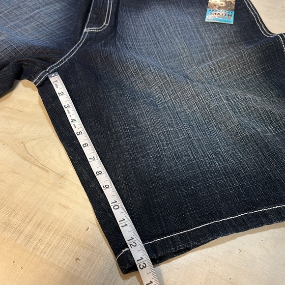 South Pole denim short NWT riveted pockets belt loops dark wash distressed - Picture 4 of 5